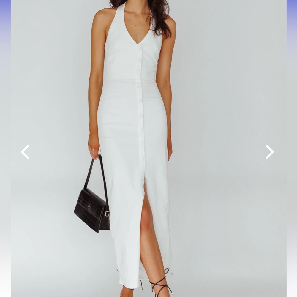 NWT RENITA HALTERNECK BUTTON MAXI DRESS WHITE